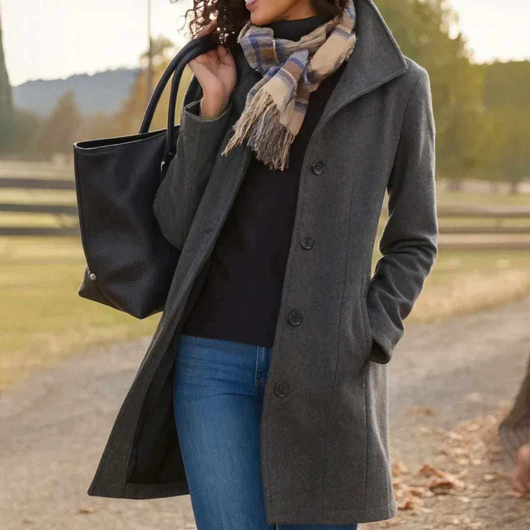 Rose | Women's Lapel Button Front Wool Coat