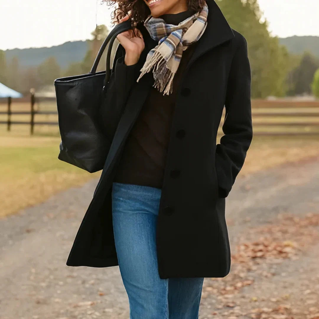 Rose | Women's Lapel Button Front Wool Coat