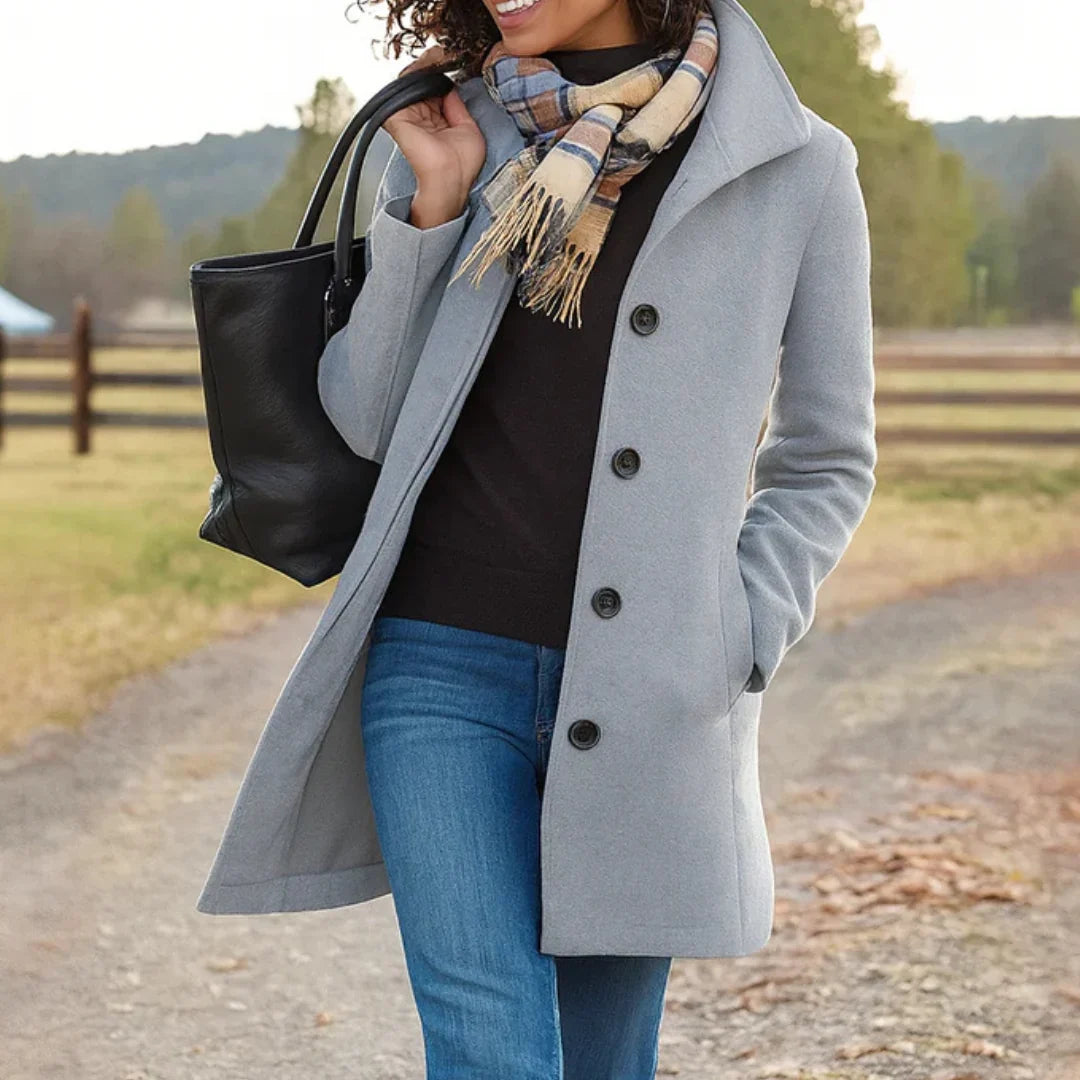 Rose | Women's Lapel Button Front Wool Coat