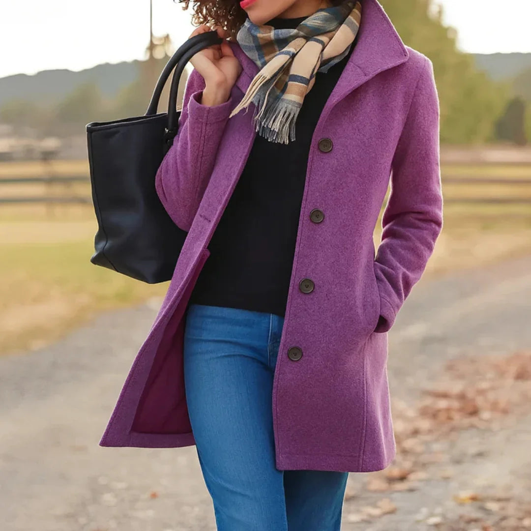 Rose | Women's Lapel Button Front Wool Coat