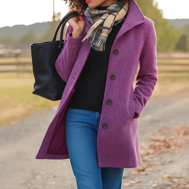 Rose | Women's Lapel Button Front Wool Coat