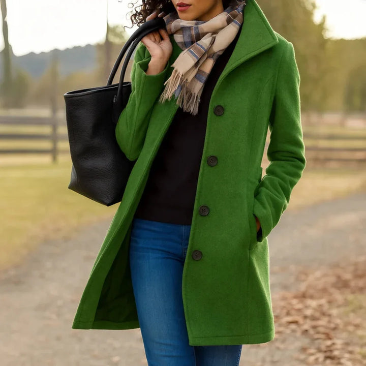 Rose | Women's Lapel Button Front Wool Coat