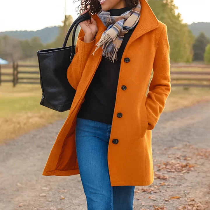 Rose | Women's Lapel Button Front Wool Coat