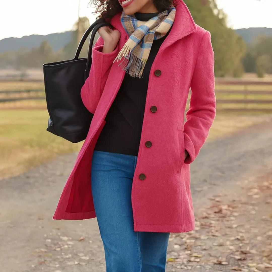 Rose | Women's Lapel Button Front Wool Coat