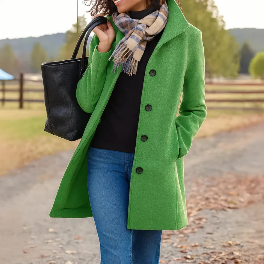 Rose | Women's Lapel Button Front Wool Coat