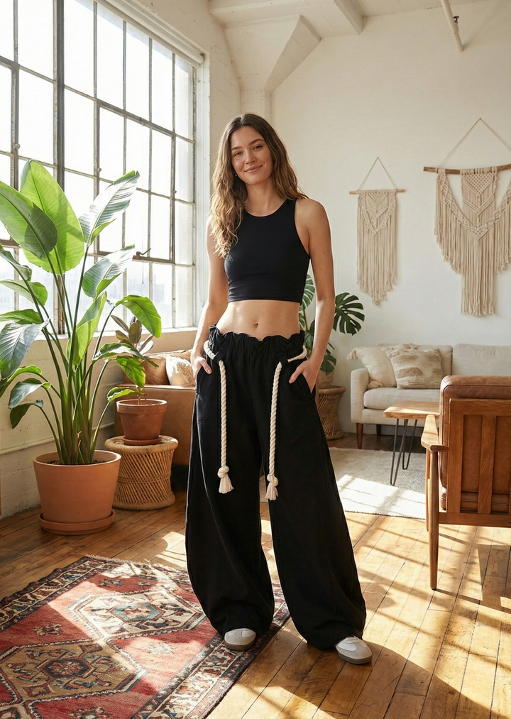 Zillah | Women Elastic Waist Wide Leg Sweatpants
