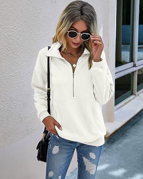 Emma | Women's Knit Collared Long Sleeve Pockets Casual Zip Front Hoodie