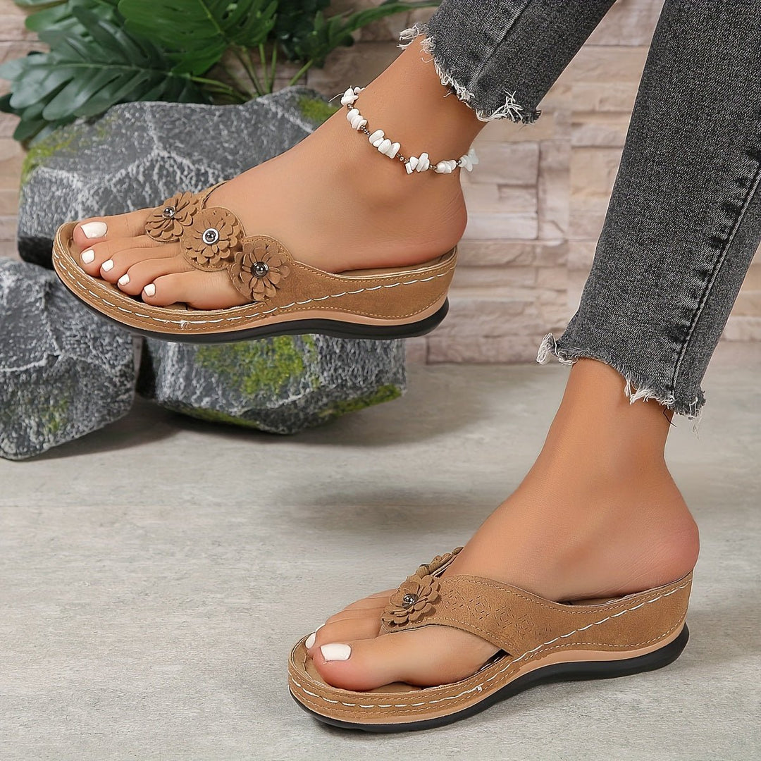 Tegwen | Women Floral Platform Wedge Sandals