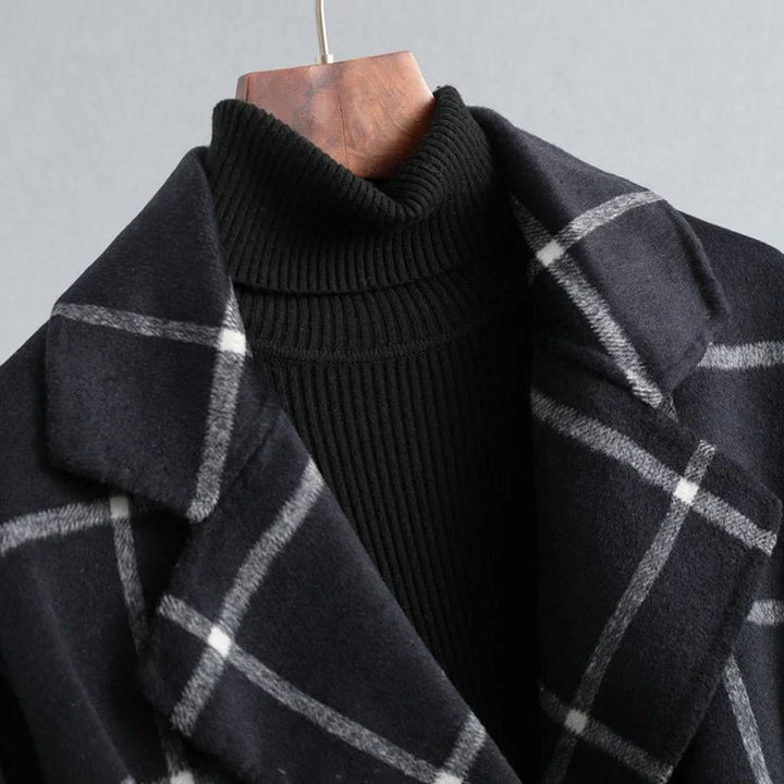 Emmylou | Women's Plaid Lapel Button Wool Coat