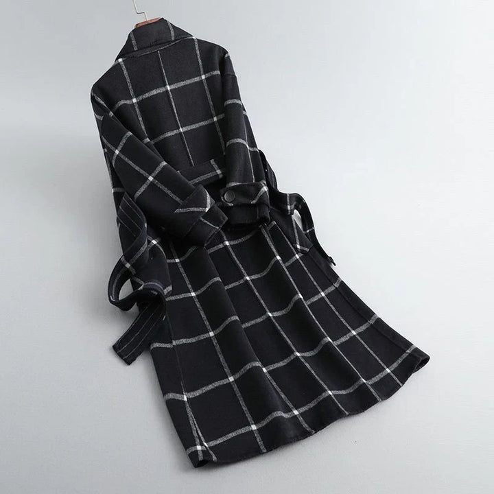 Emmylou | Women's Plaid Lapel Button Wool Coat