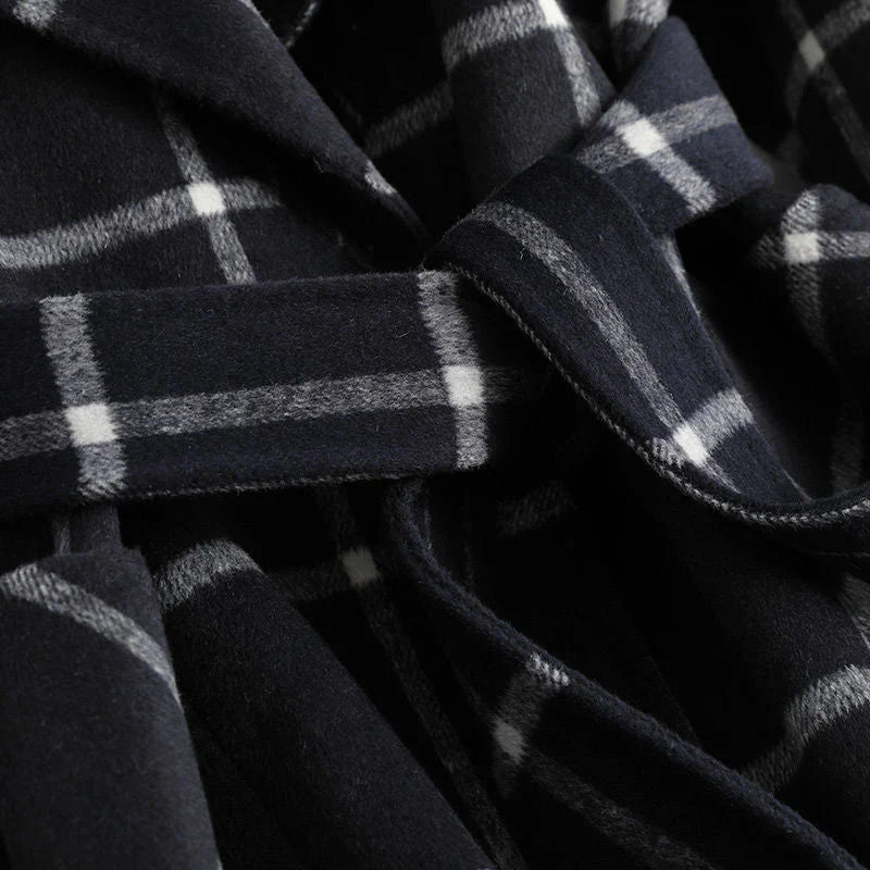 Emmylou | Women's Plaid Lapel Button Wool Coat