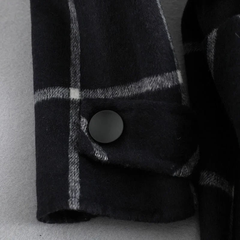 Emmylou | Women's Plaid Lapel Button Wool Coat