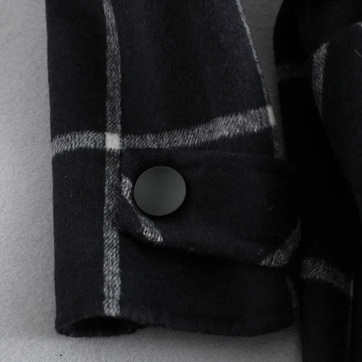 Emmylou | Women's Plaid Lapel Button Wool Coat