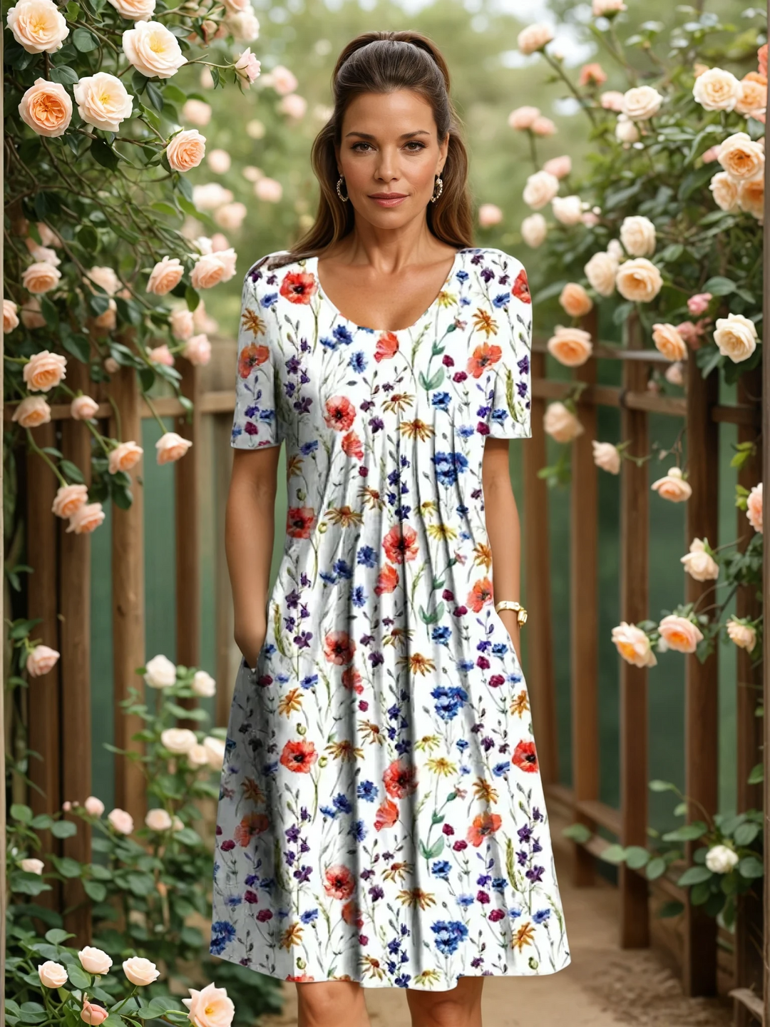 Bronagh | Women Scoop Neck Floral Midi Dress