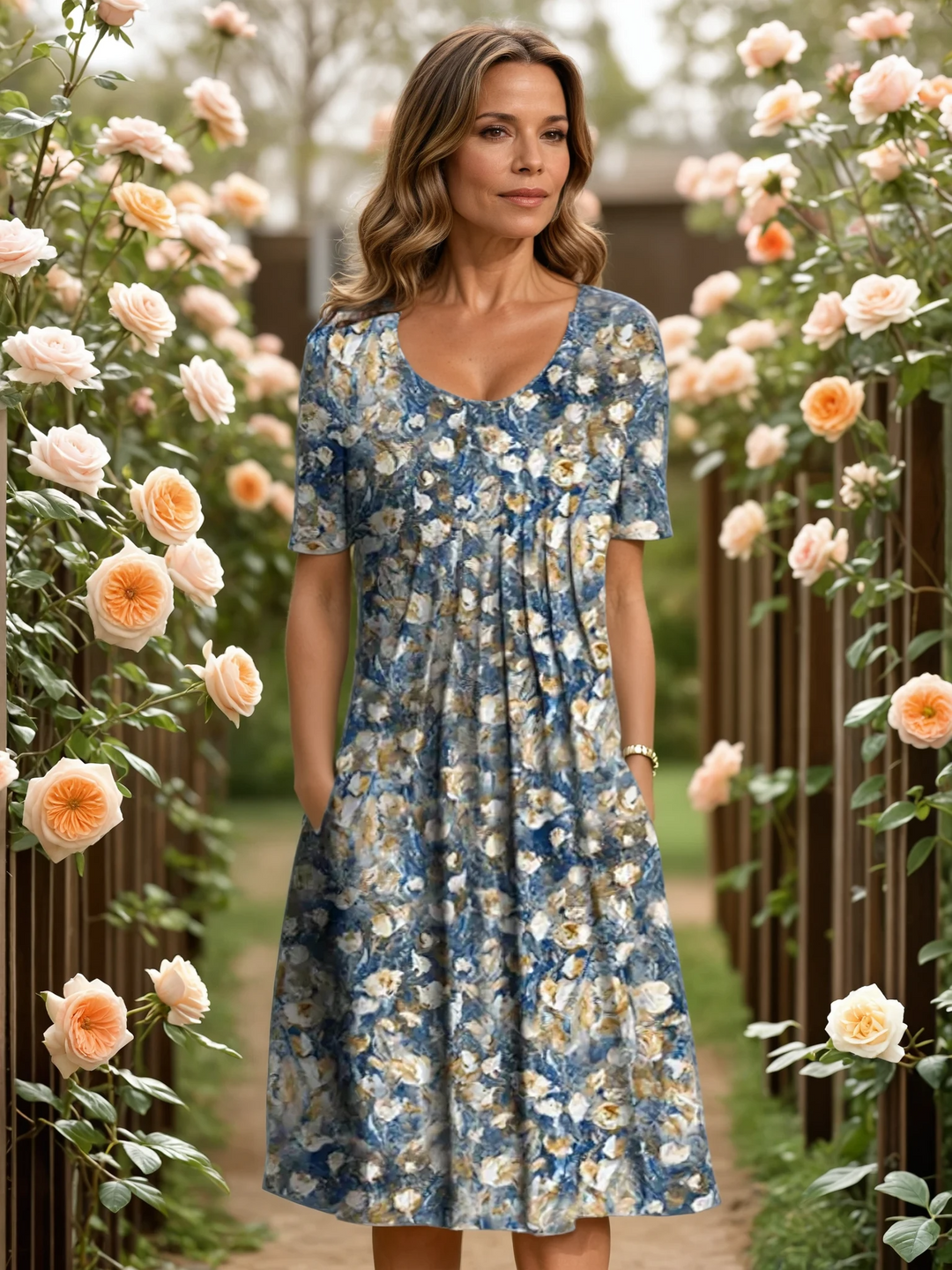 Bronagh | Women Scoop Neck Floral Midi Dress