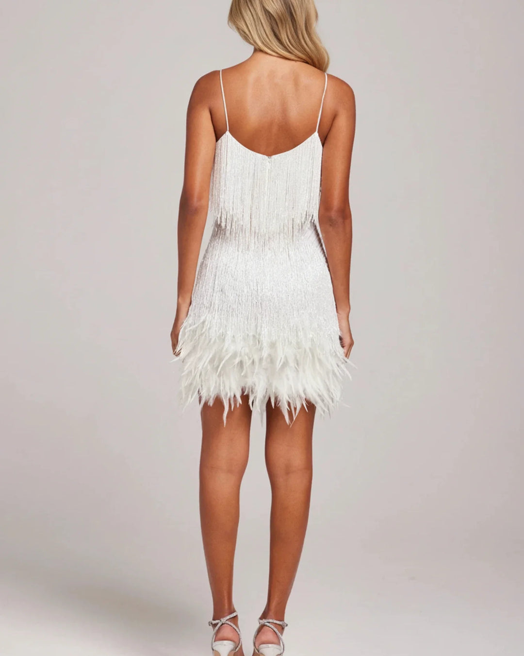 Bonnie | Women's Sequin Fringe Feather Mini Cocktail Dress