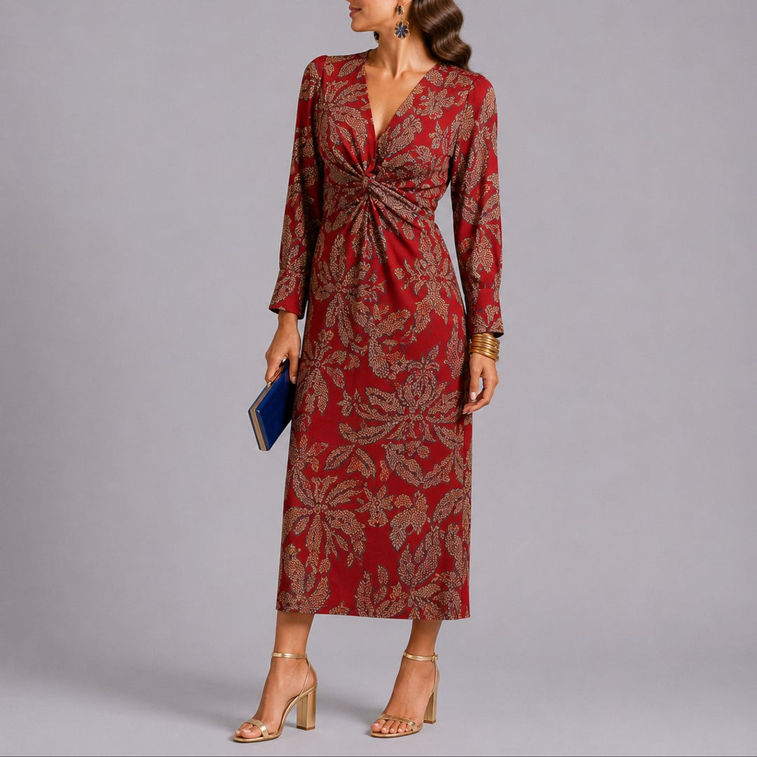 Jessamine | Women's Wedding Guest Twist Midi Dress