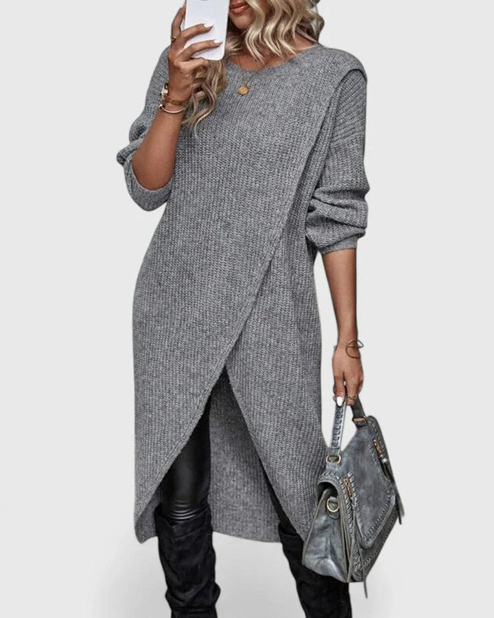 Layla | Women's Long Sleeve Asymmetric Hem Sweater Dress