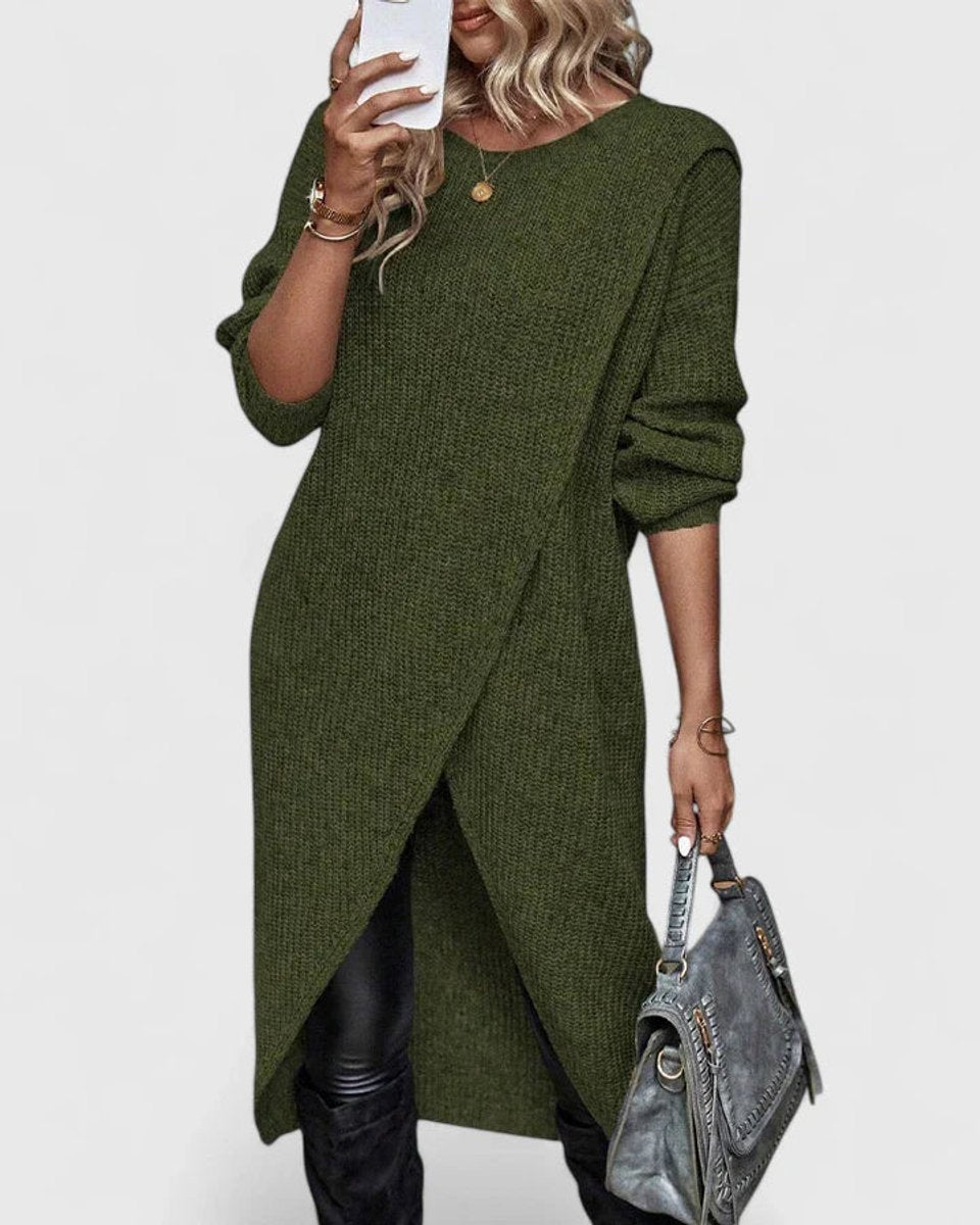 Layla | Women's Long Sleeve Asymmetric Hem Sweater Dress