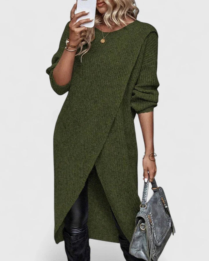 Layla | Women's Long Sleeve Asymmetric Hem Sweater Dress