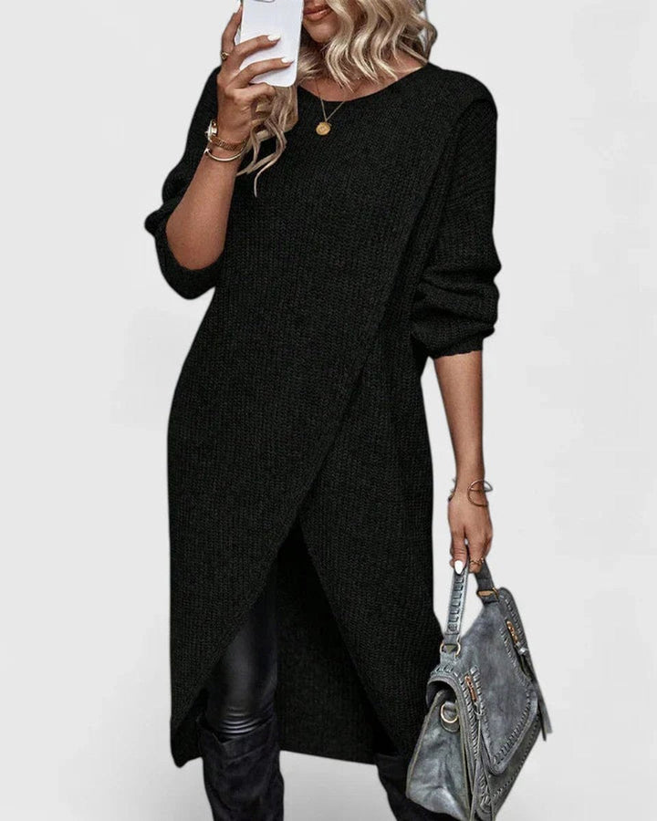 Layla | Women's Long Sleeve Asymmetric Hem Sweater Dress