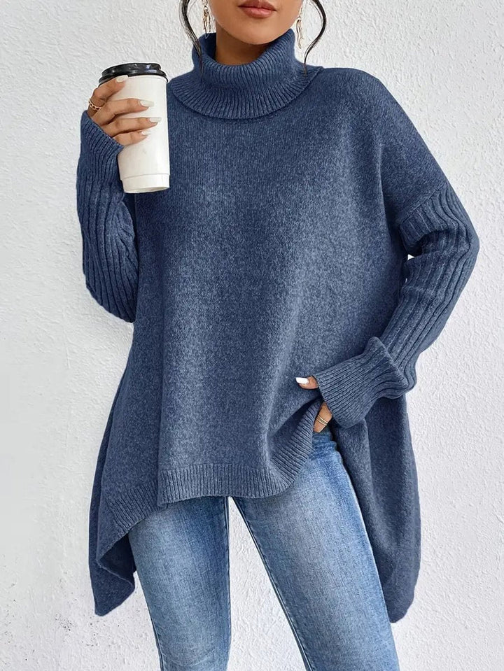 Diana | Women's Oversized Collared Rib Knit Turtleneck Sweater