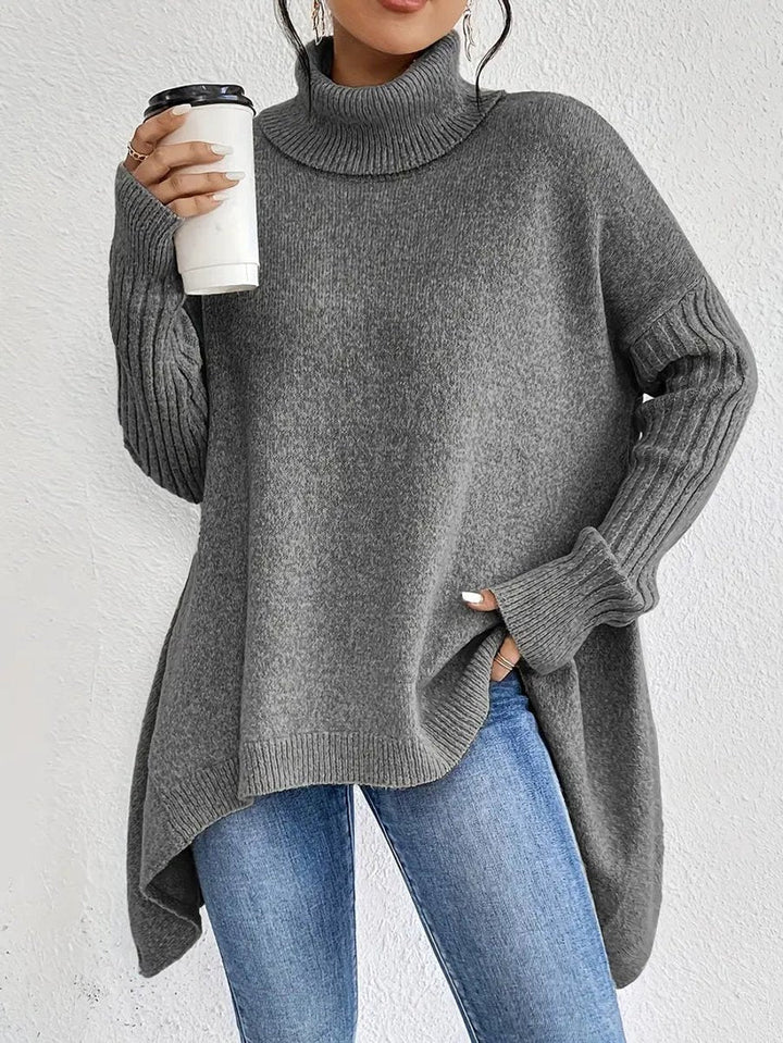 Diana | Women's Oversized Collared Rib Knit Turtleneck Sweater