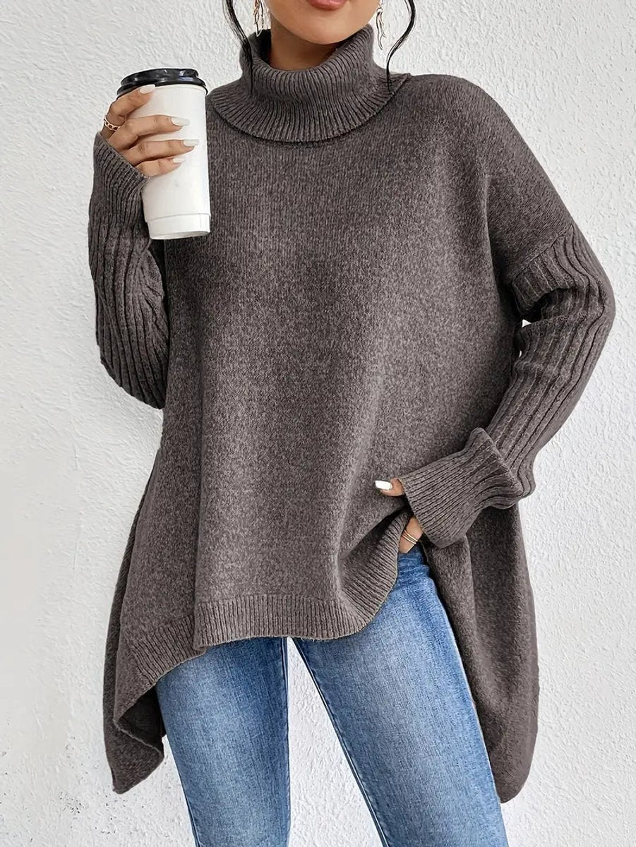 Diana | Women's Oversized Collared Rib Knit Turtleneck Sweater