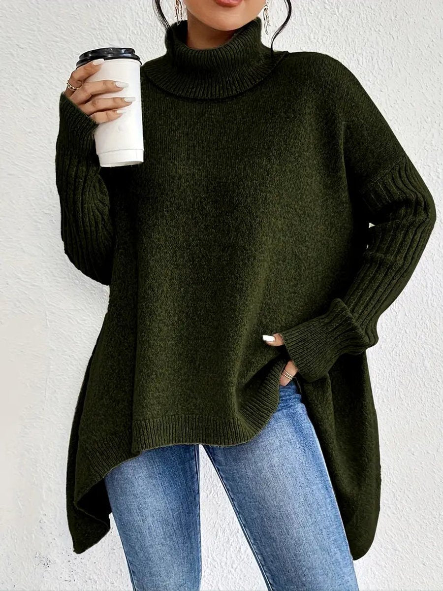 Diana | Women's Oversized Collared Rib Knit Turtleneck Sweater