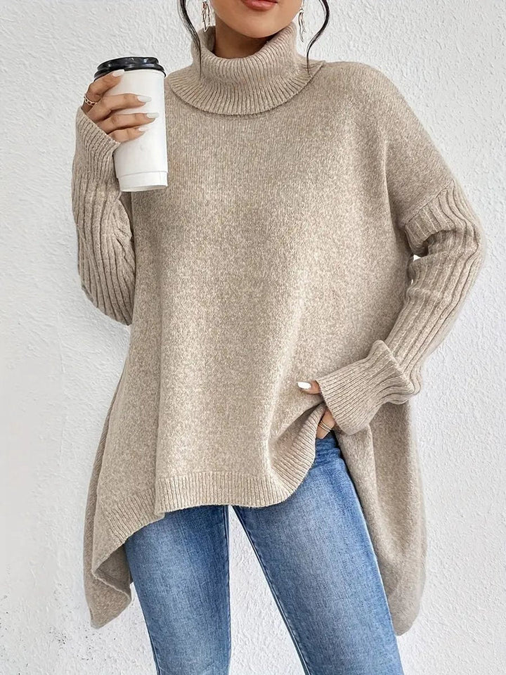 Diana | Women's Oversized Collared Rib Knit Turtleneck Sweater