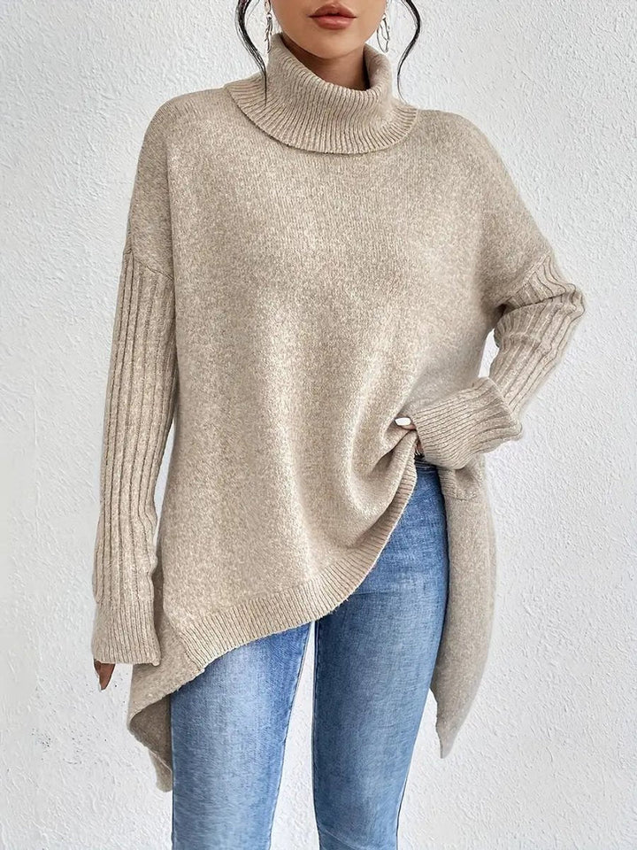 Diana | Women's Oversized Collared Rib Knit Turtleneck Sweater