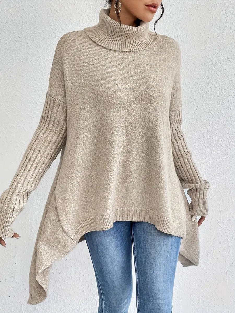 Diana | Women's Oversized Collared Rib Knit Turtleneck Sweater
