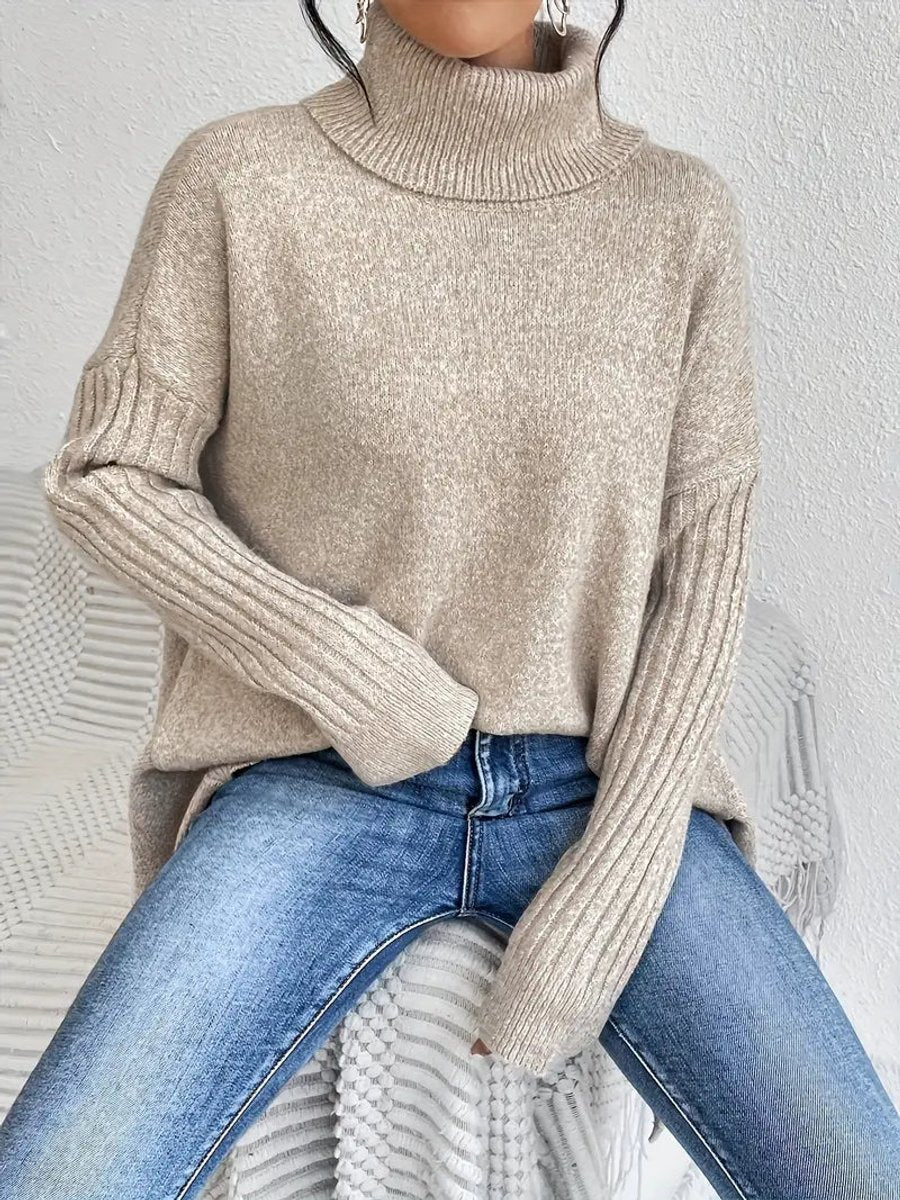 Diana | Women's Oversized Collared Rib Knit Turtleneck Sweater