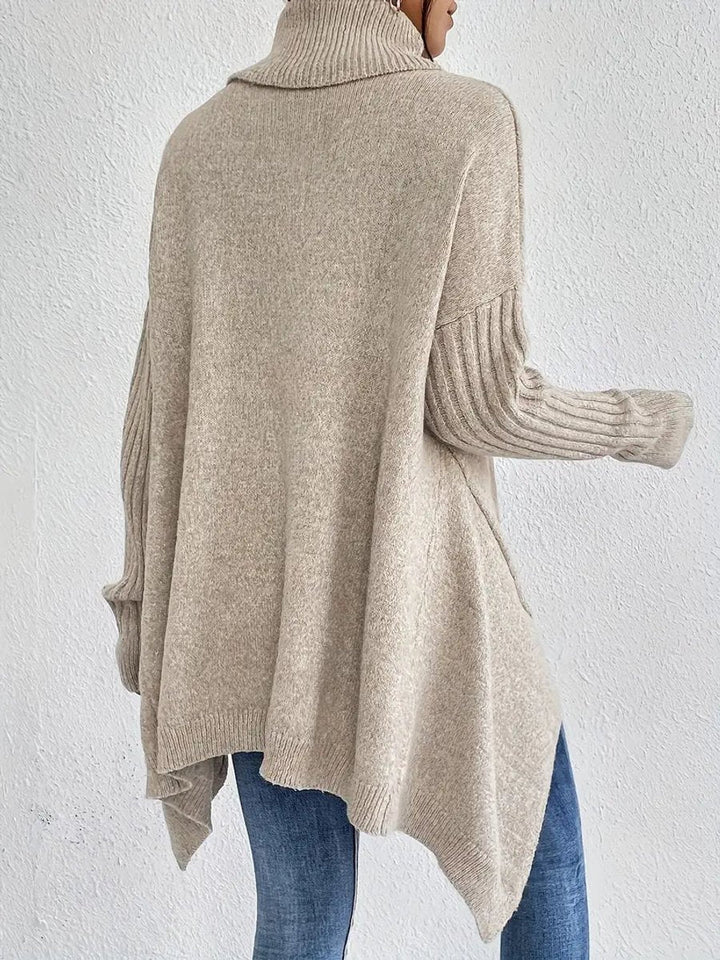 Diana | Women's Oversized Collared Rib Knit Turtleneck Sweater