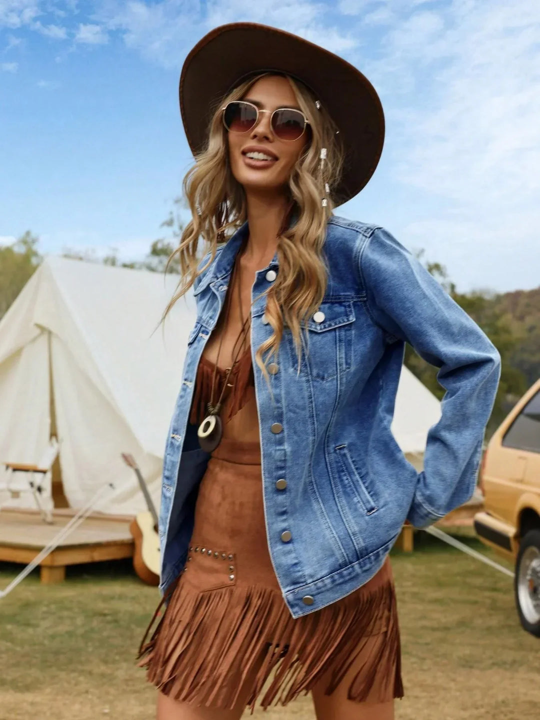 Relaxed Button-Front Denim Jacket for Casual Everyday Wear