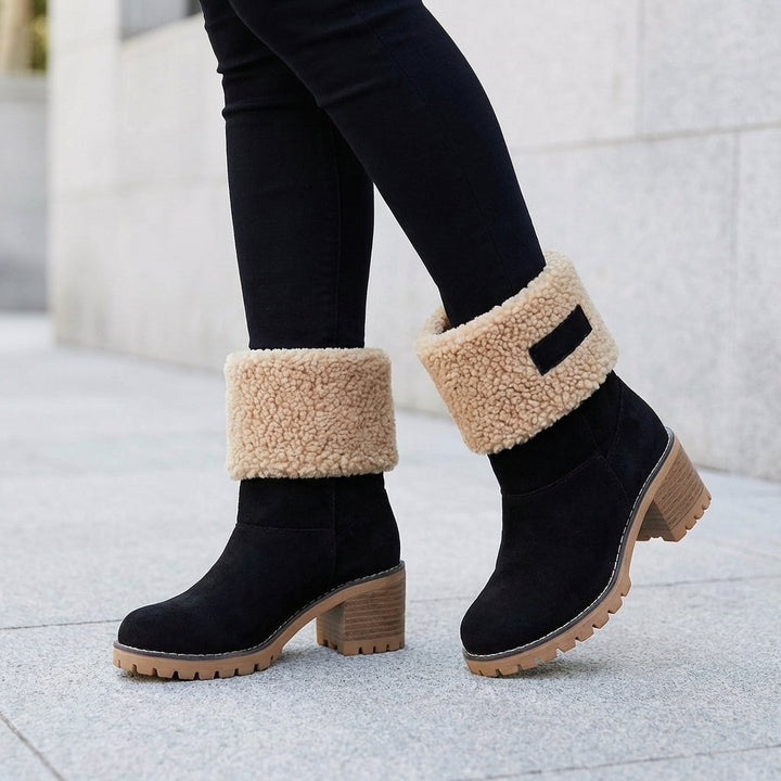 Fleur | Women's Block Heel Slip On Snowproof Boots