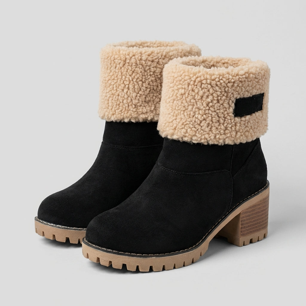 Fleur | Women's Block Heel Slip On Snowproof Boots