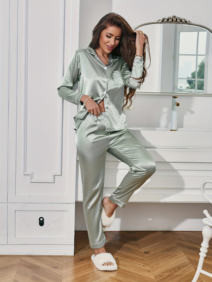 Bianca | Women's Pajama Set in Satin with Elastic Waist