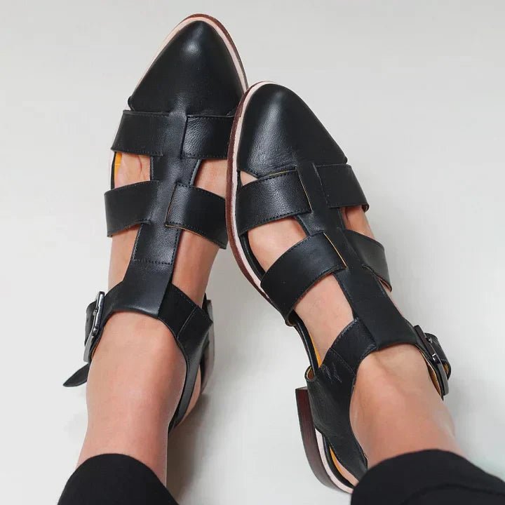 Isabella | Women's Woven Flat Buckle Closed Toe Sandals